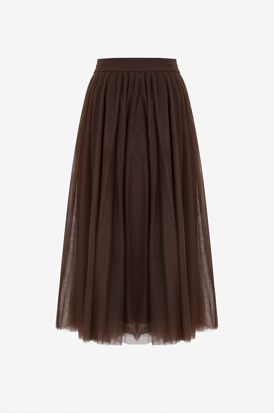 Flared tulle midi skirt - FABIANA FILIPPI - DARK BROWN