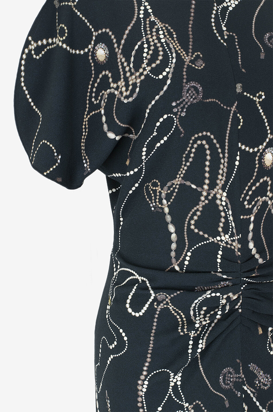 VICTORIA BECKHAM Robe longue en crêpe imprimé bijoux Gathered Waist Femme NOIR 3