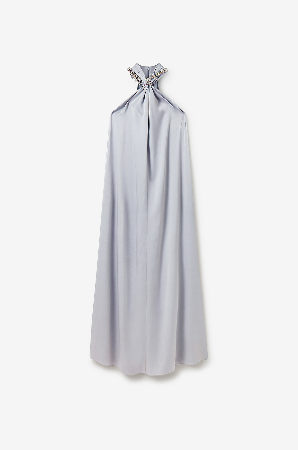 STELLA McCARTNEY Langes Neckholder-Kleid aus Satin mit Perlen Damen HELLBLAU 1