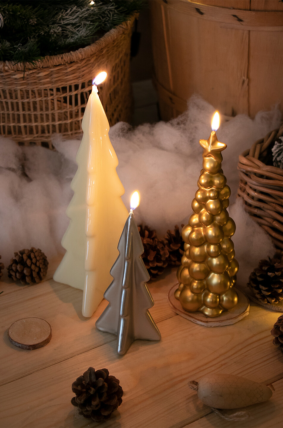 GRAZIANI Bougie en forme de sapin Oslo - H16 Maison MARRON 2