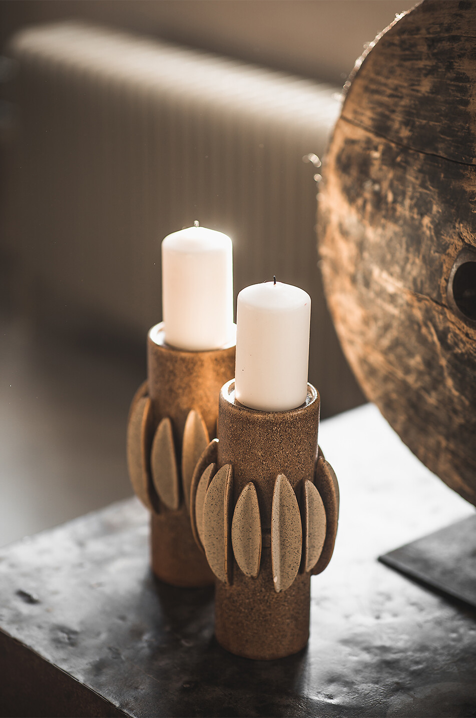 JAKOBSDALS Steinzeug-Windlicht Cairo Haus HELLBRAUN 3