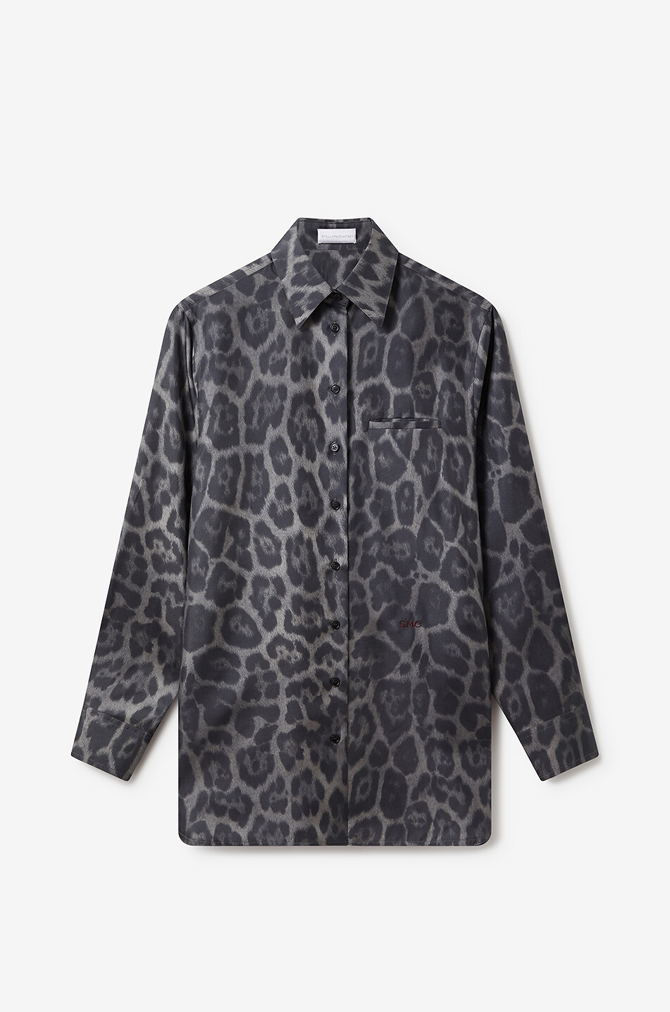 STELLA McCARTNEY Chemise oversize en soie imprimée léopard Femme GRIS FONCÉ 1