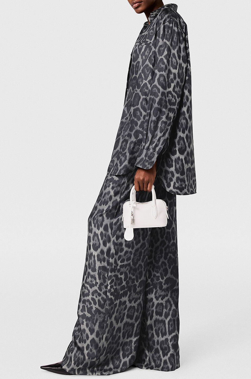 STELLA McCARTNEY Chemise oversize en soie imprimée léopard Femme GRIS FONCÉ 2