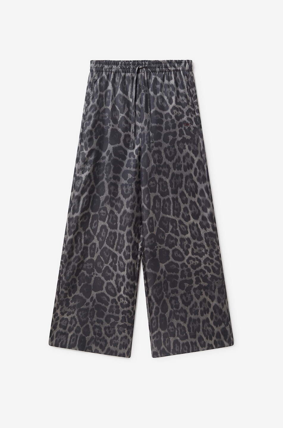 STELLA McCARTNEY Leopard print wide-leg silk trousers Women DARK GREY 1