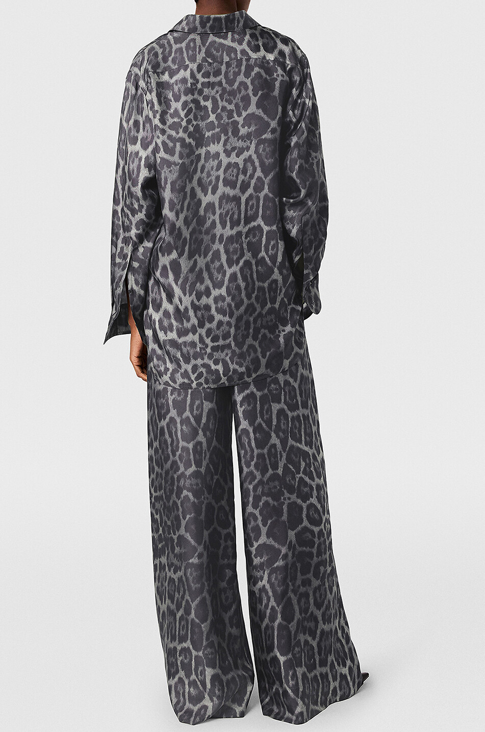 STELLA McCARTNEY Leopard print wide-leg silk trousers Women DARK GREY 3