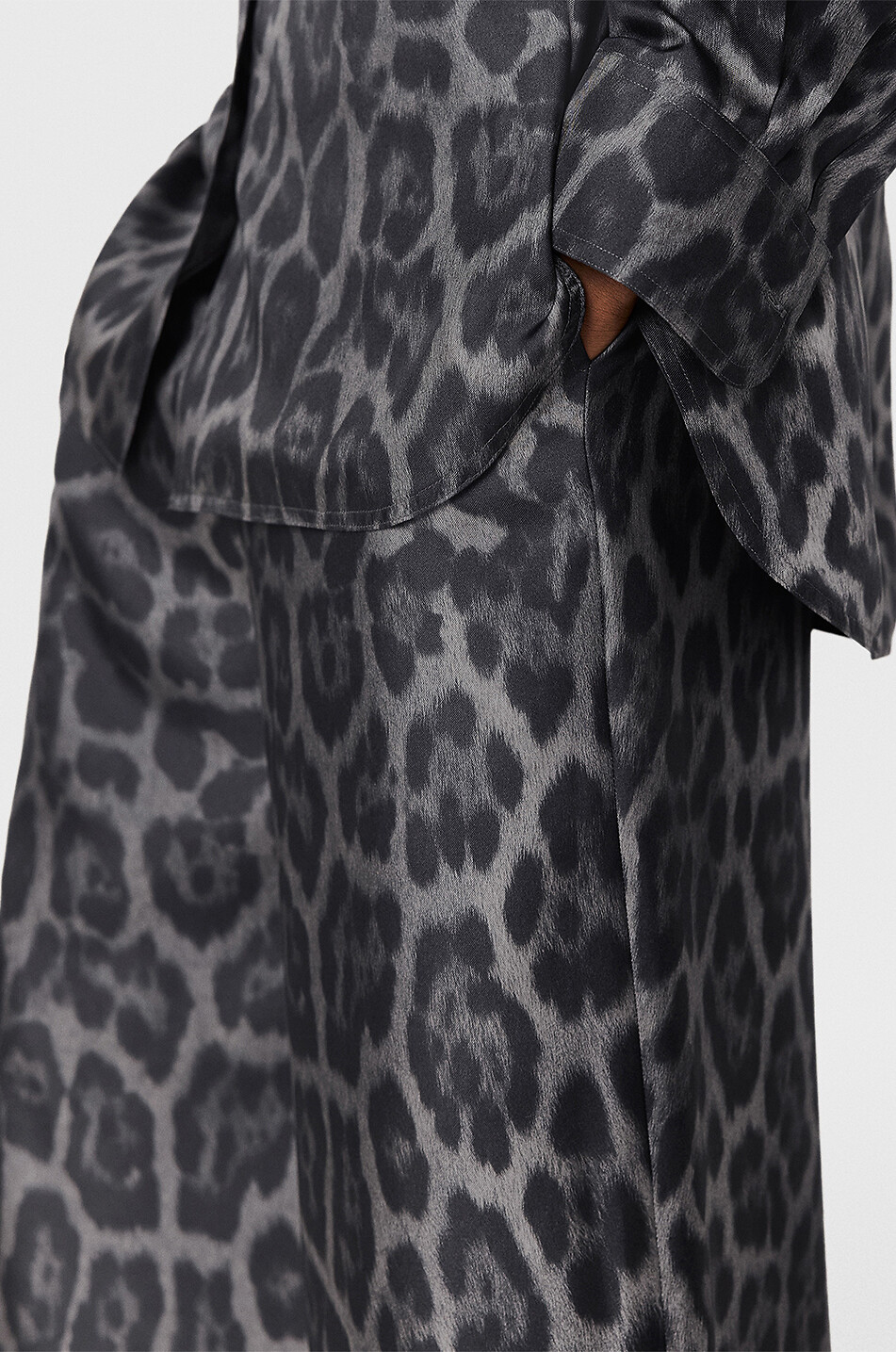 STELLA McCARTNEY Leopard print wide-leg silk trousers Women DARK GREY 6