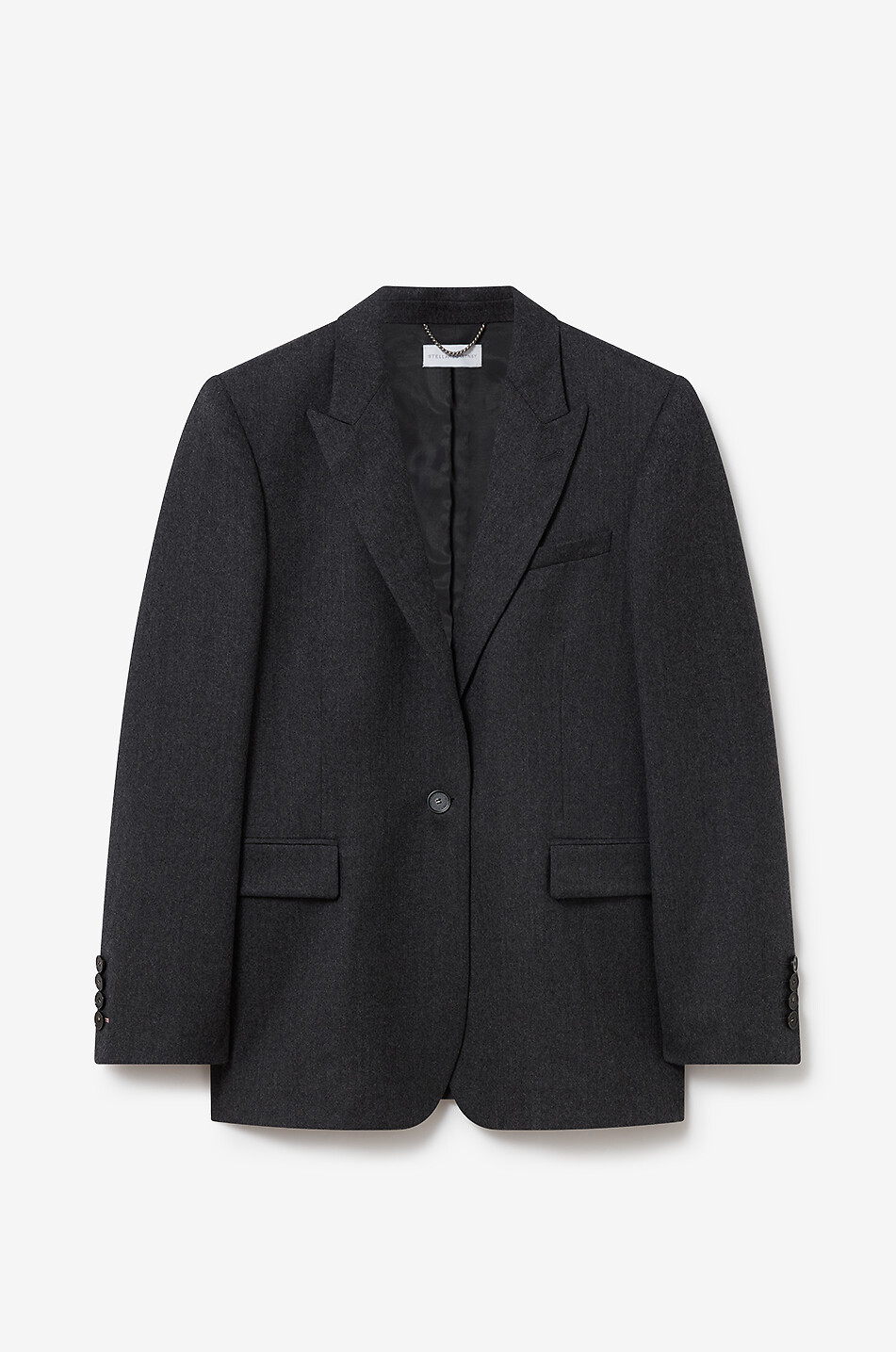 STELLA McCARTNEY Gerader Blazer aus Wollflanell Iconic Boyfriend Damen DUNKELGRAU 1