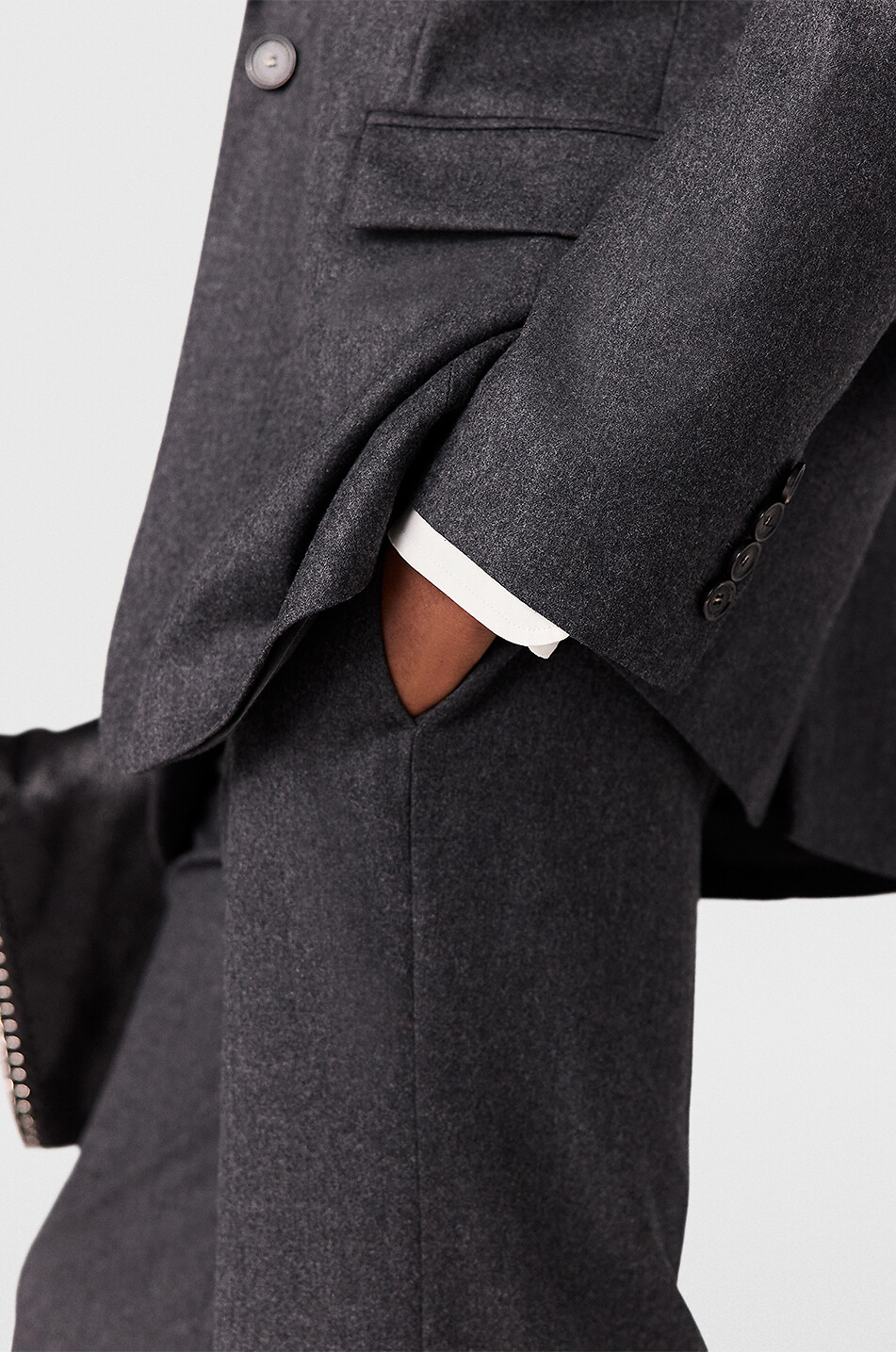 STELLA McCARTNEY Gerader Blazer aus Wollflanell Iconic Boyfriend Damen DUNKELGRAU 5