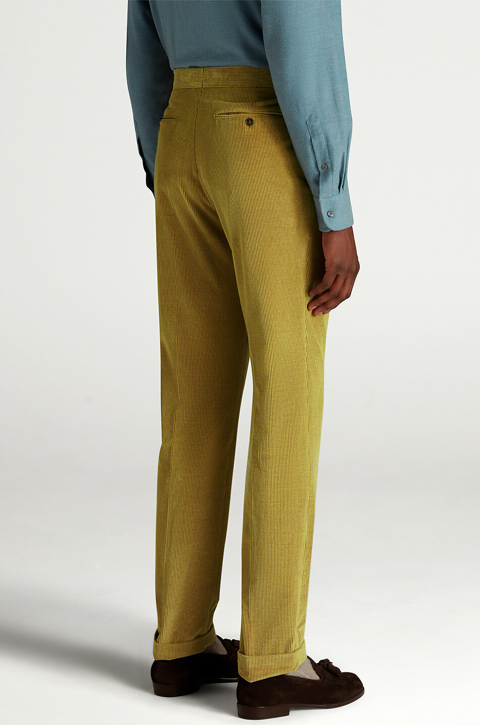 DUNHILL Double pleat cotton and cashmere corduroy trousers Men YELLOW 4