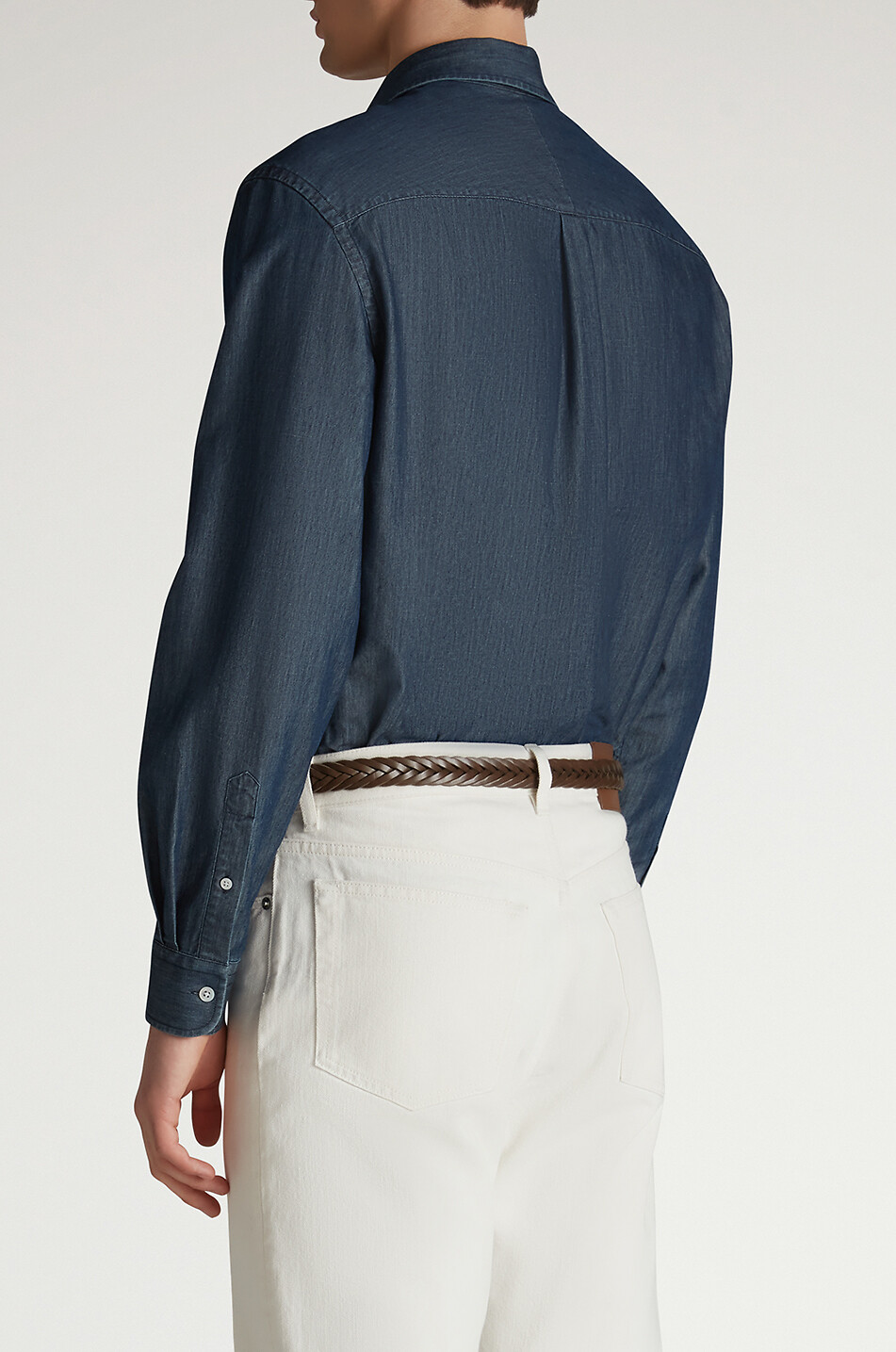 DUNHILL Long sleeve cotton blend shirt Men BLUE 4