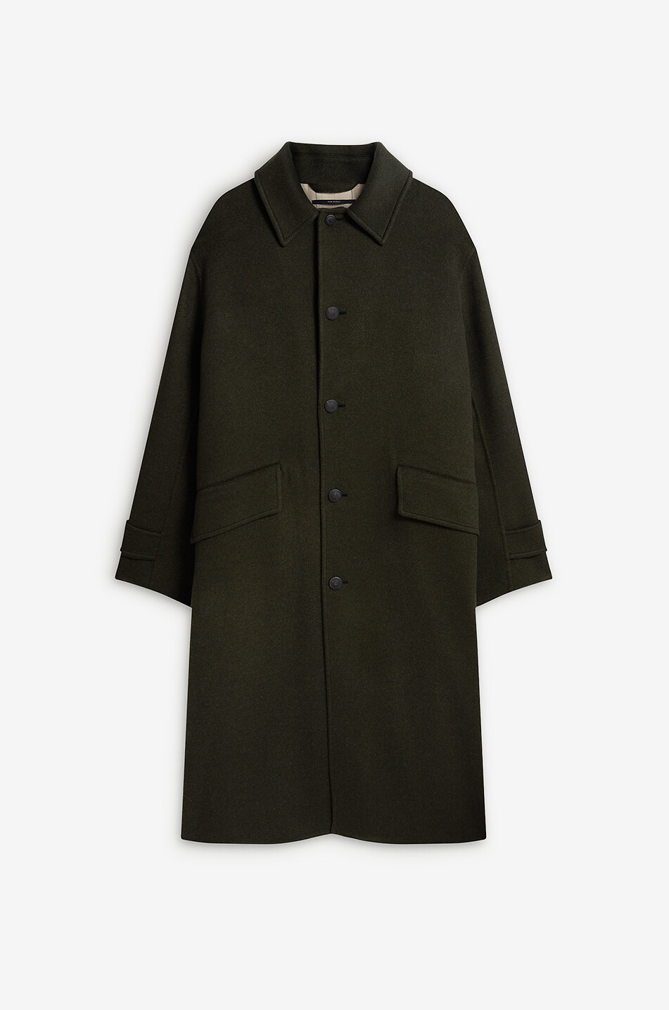 Long virgin wool and cashmere coat