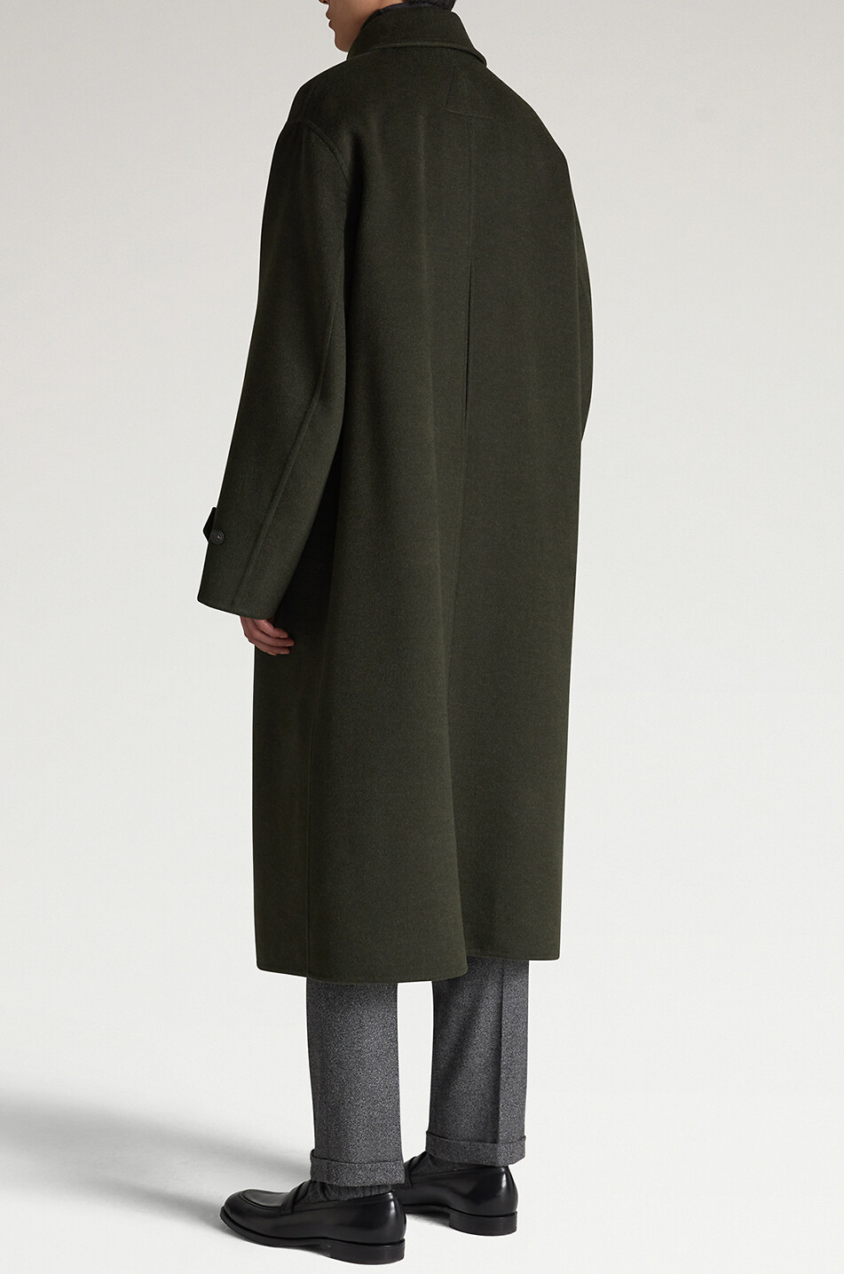 DUNHILL Long virgin wool and cashmere coat Men DARK GREEN 4