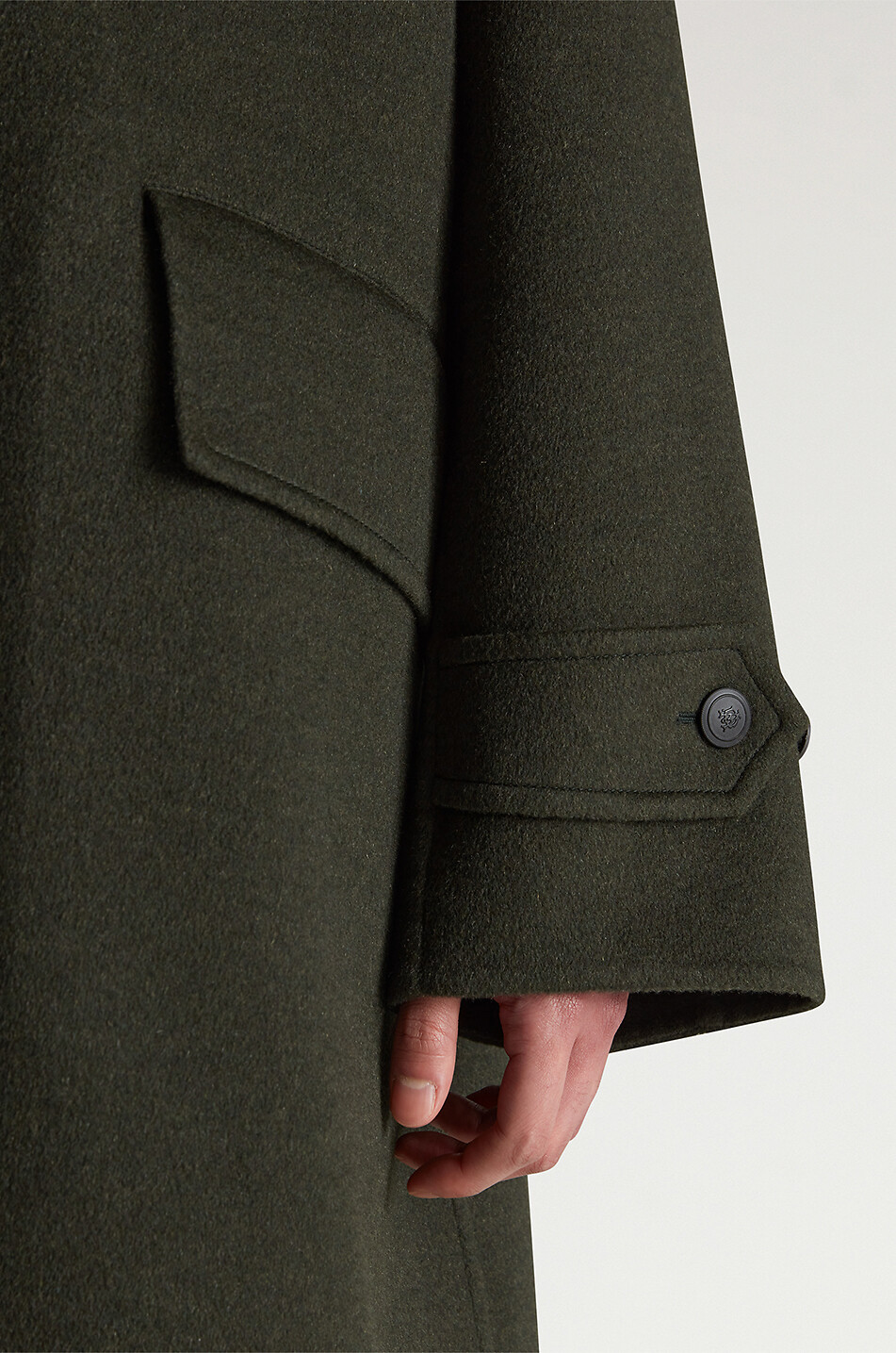 DUNHILL Long virgin wool and cashmere coat Men DARK GREEN 5