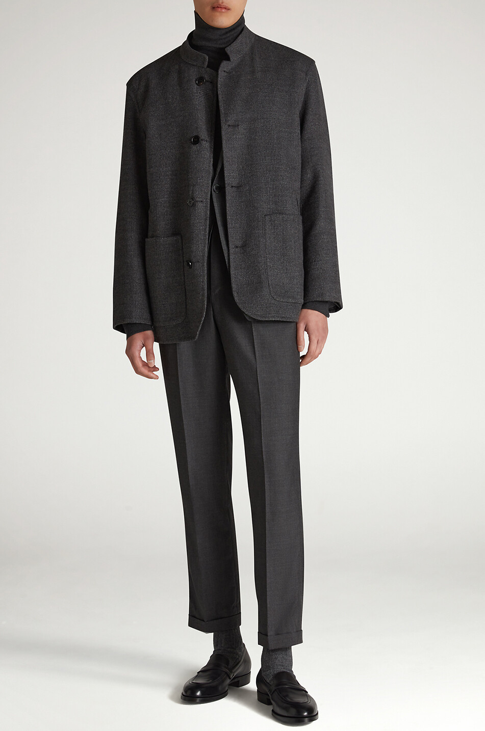 DUNHILL Wendbare Wolljacke mit Glen-Check-Karos Driving Jacket Herren DUNKELGRAU 3