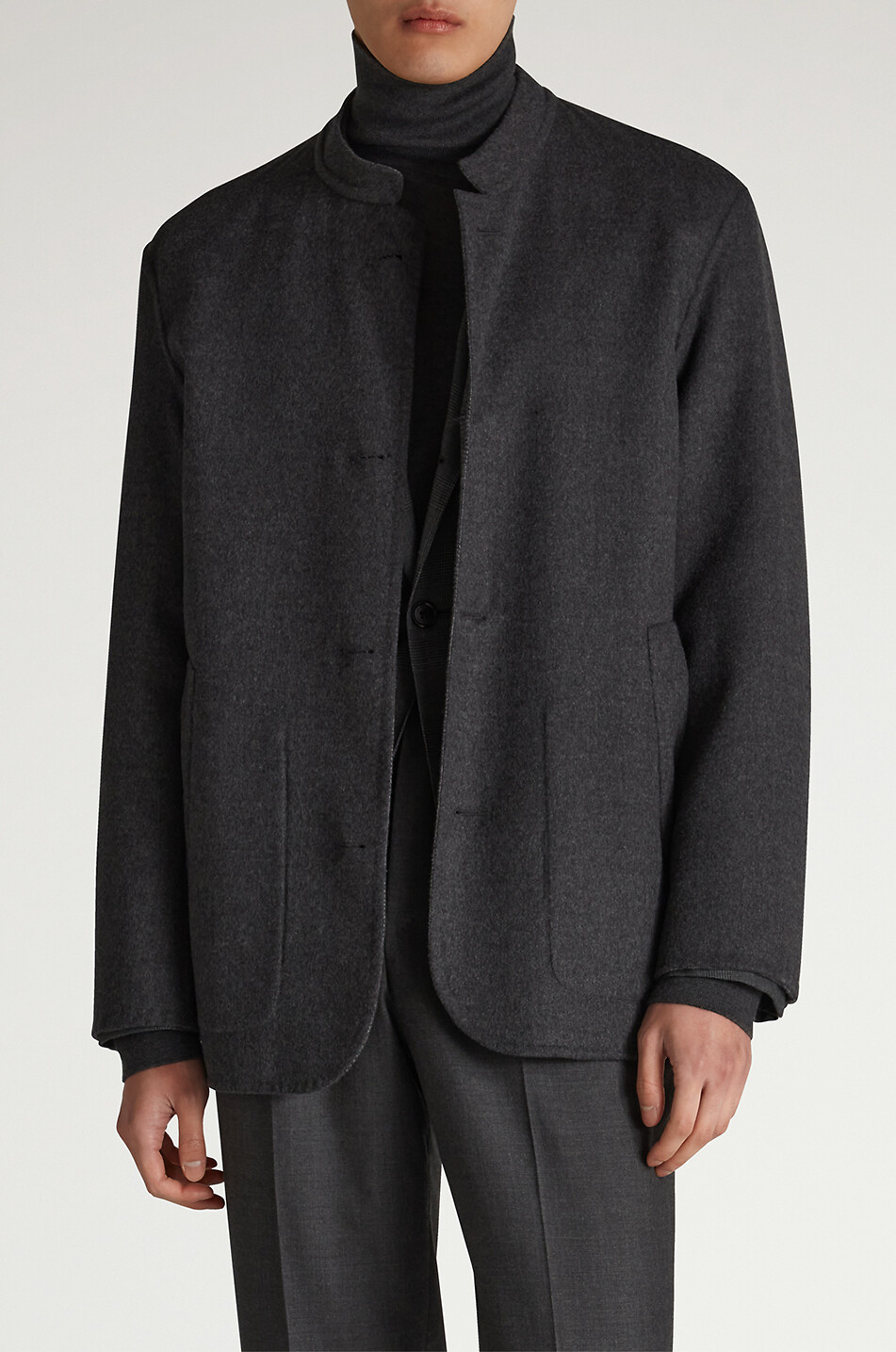 DUNHILL Wendbare Wolljacke mit Glen-Check-Karos Driving Jacket Herren DUNKELGRAU 6