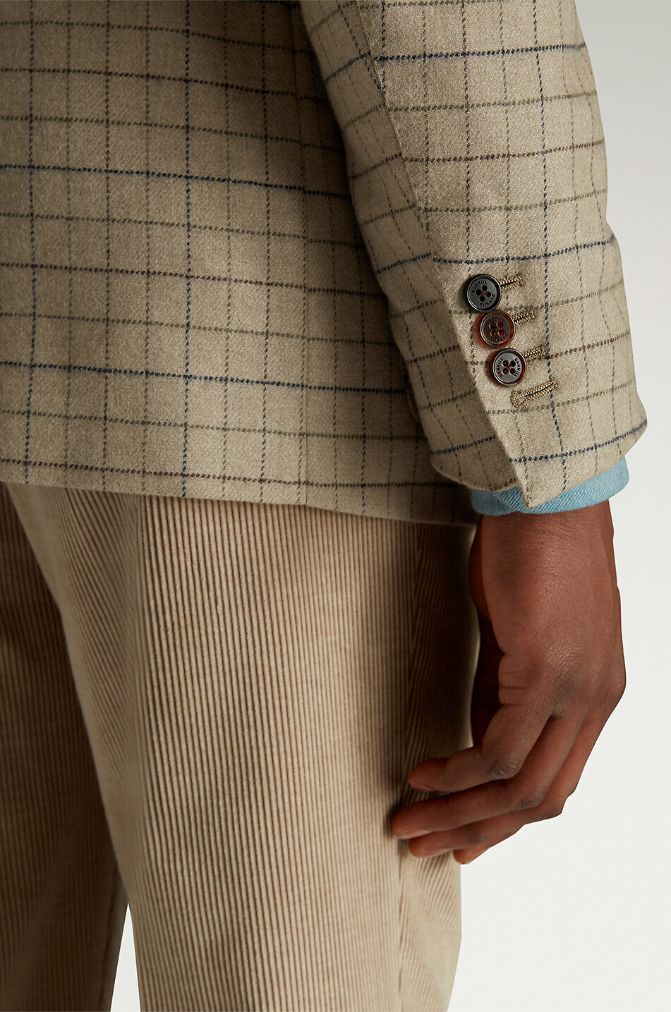 DUNHILL Einreihiger Blazer aus Wolle und Kaschmir Tattersall Bourdon Sports Herren BEIGE 5