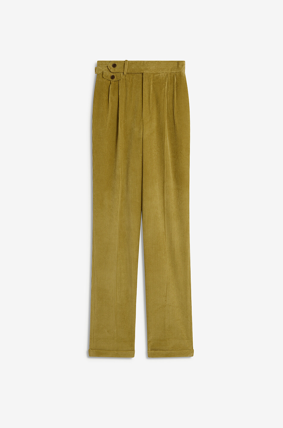 Double pleat cotton and cashmere corduroy trousers