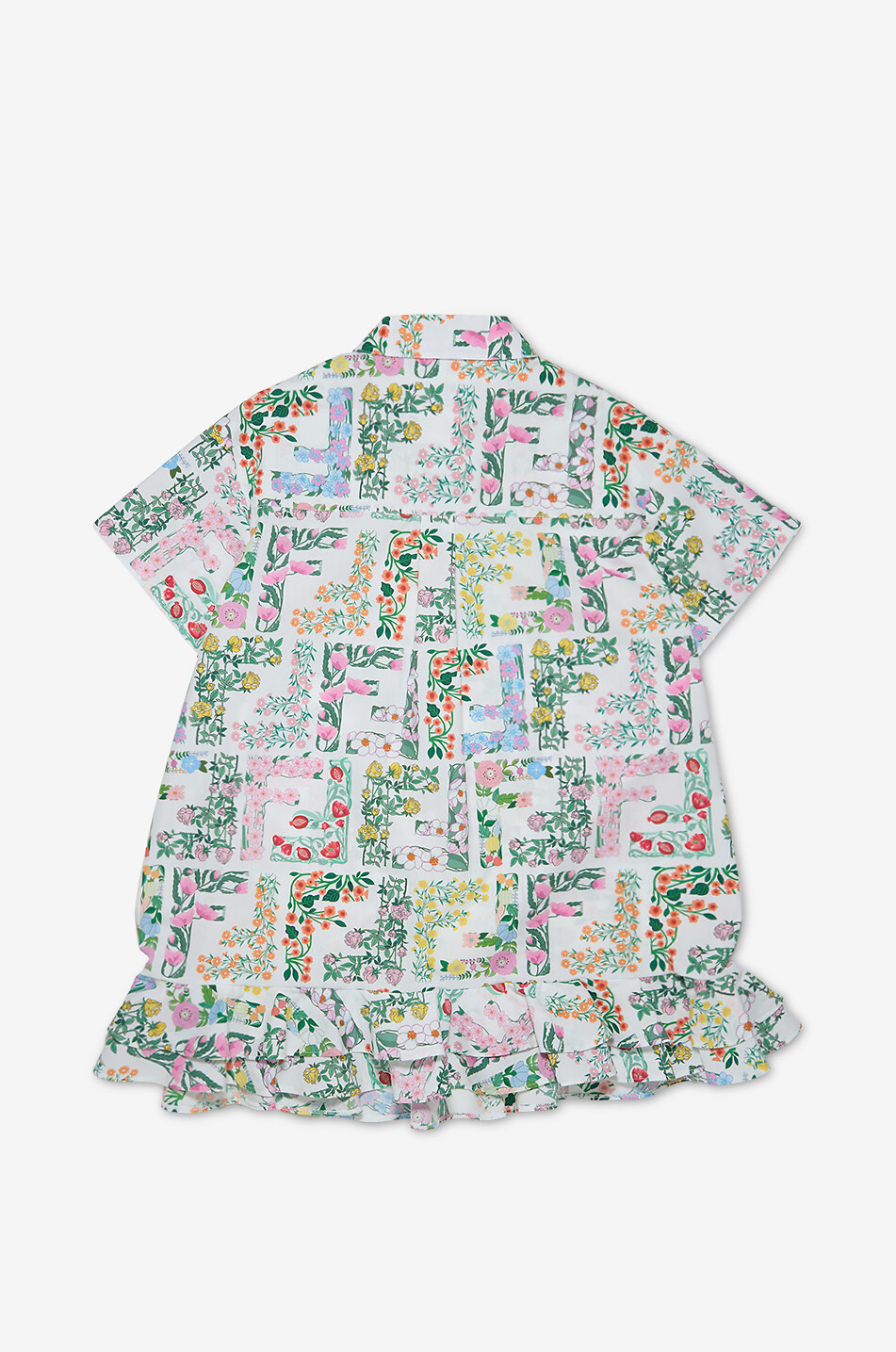 FENDI Floral FF girls' poplin shirt dress with ruffle Girl MULTI COLOURED 2