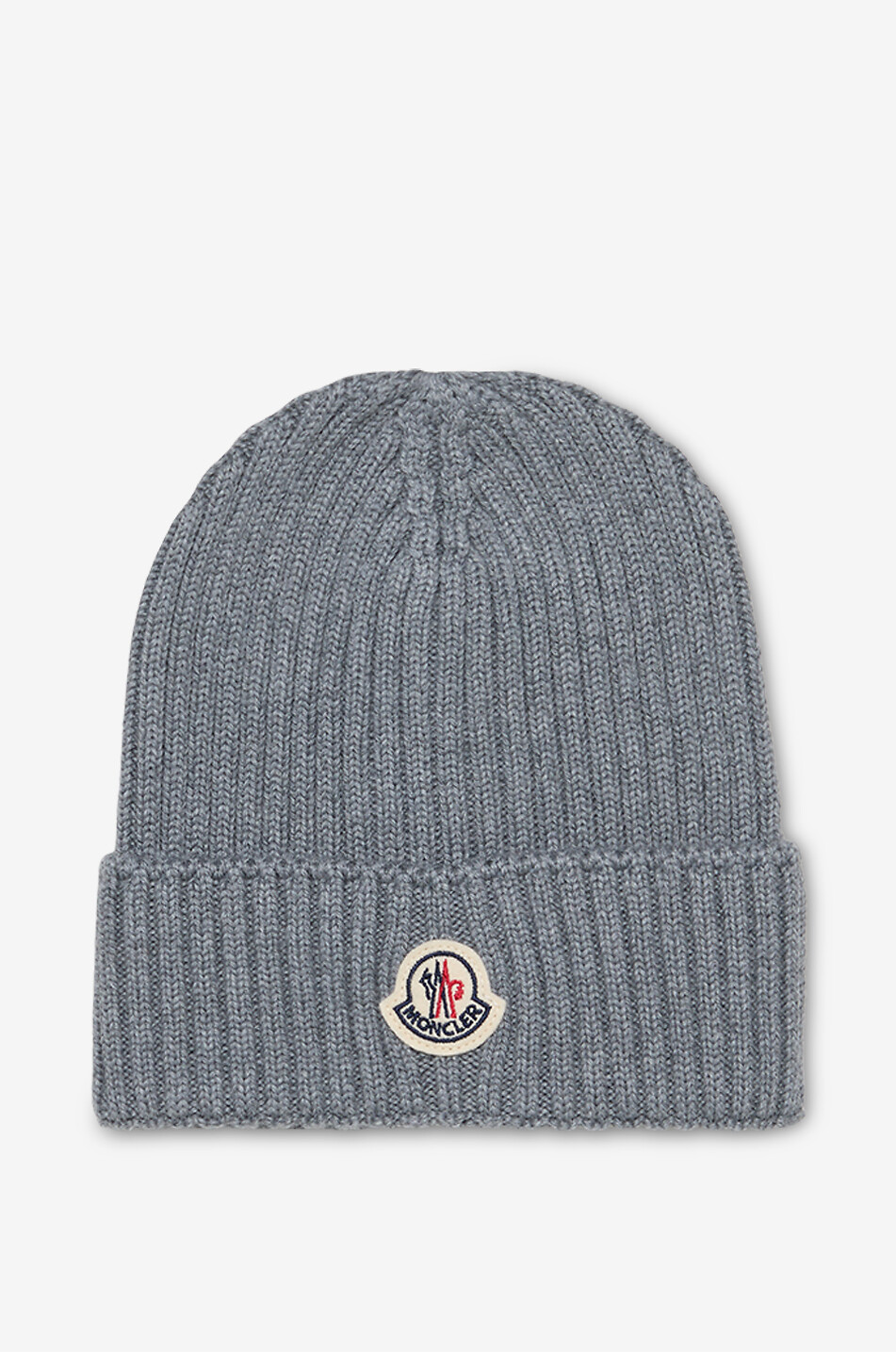 Logo patch adorned boys' wool rib knit beanie