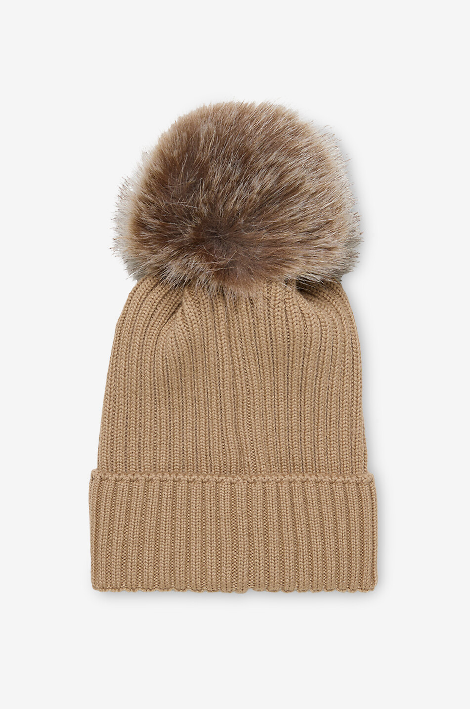 MONCLER Mädchen-Ripstrick-Mütze aus Wolle mit Pompon und Logopatch Mädchen BEIGE 2
