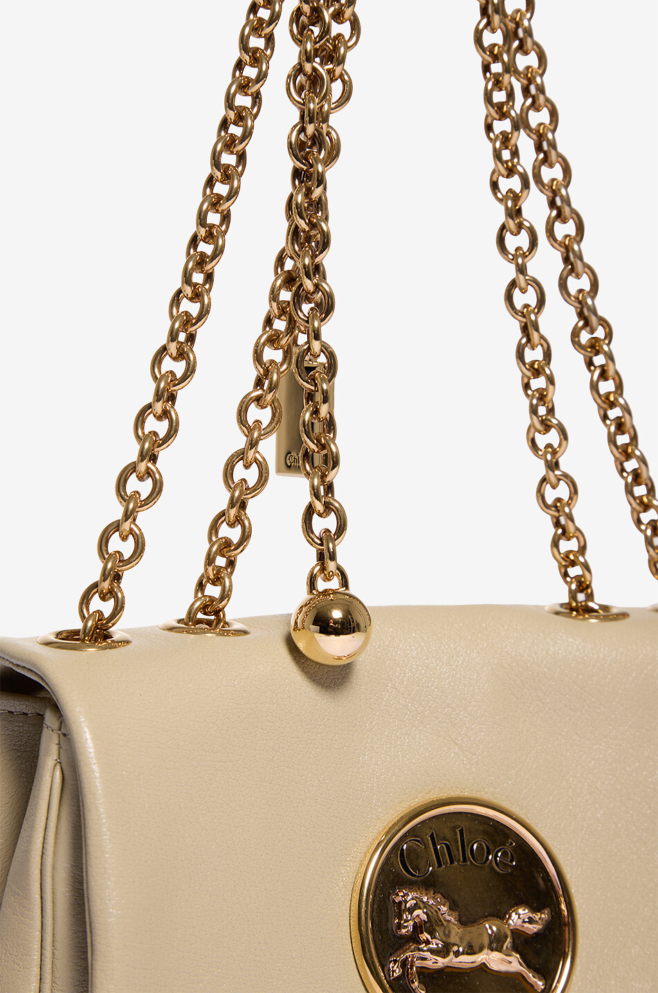 CHLOE Sac porté épaule en cuir grainé souple Chloé Heritage Small Femme BEIGE 5