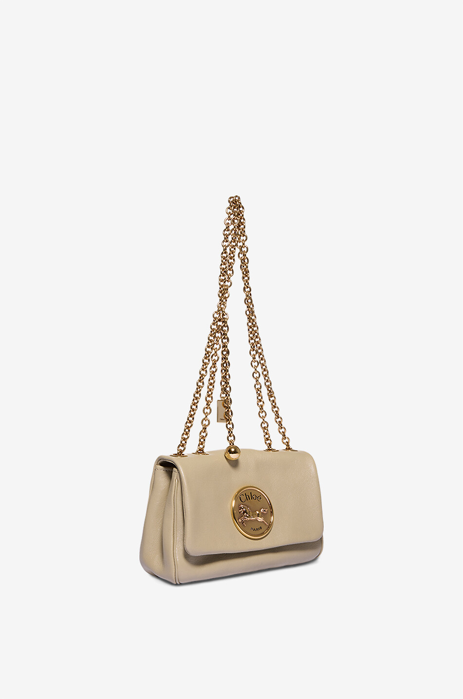 CHLOE Sac porté épaule en cuir grainé souple Chloé Heritage Small Femme BEIGE 2