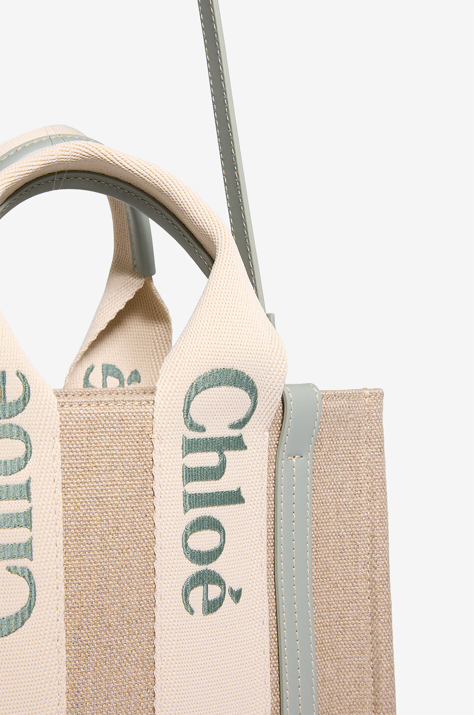CHLOE Woody Small canvas tote bag Women LIGHT GREEN 6