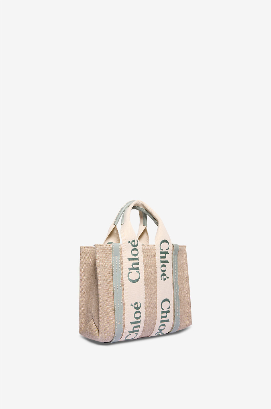 CHLOE Woody Small canvas tote bag Women LIGHT GREEN 2