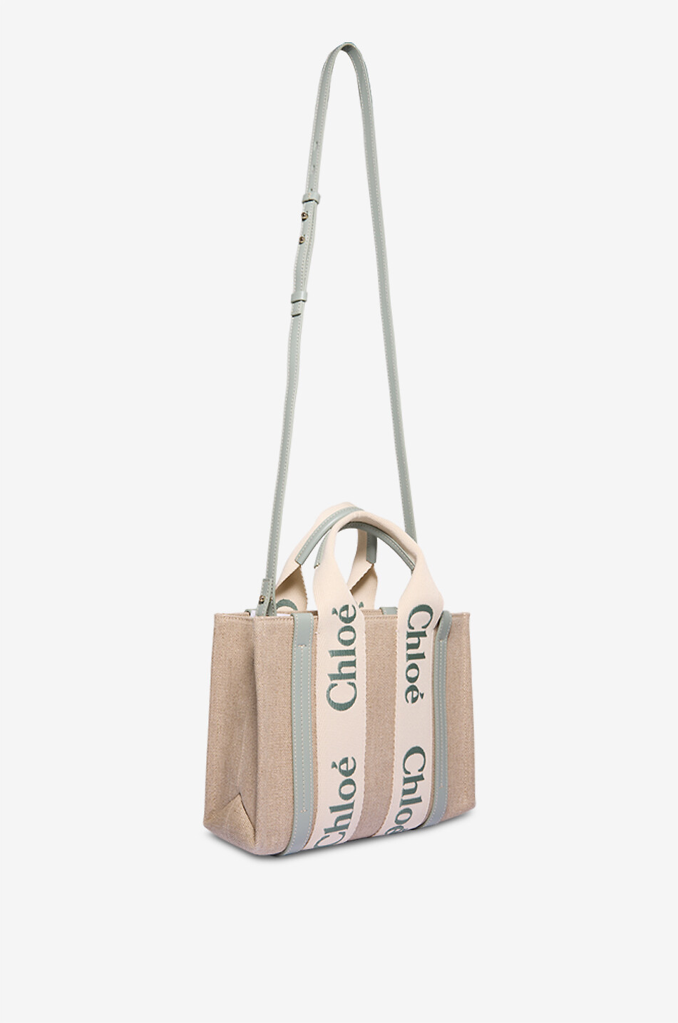 CHLOE Woody Small canvas tote bag Women LIGHT GREEN 5