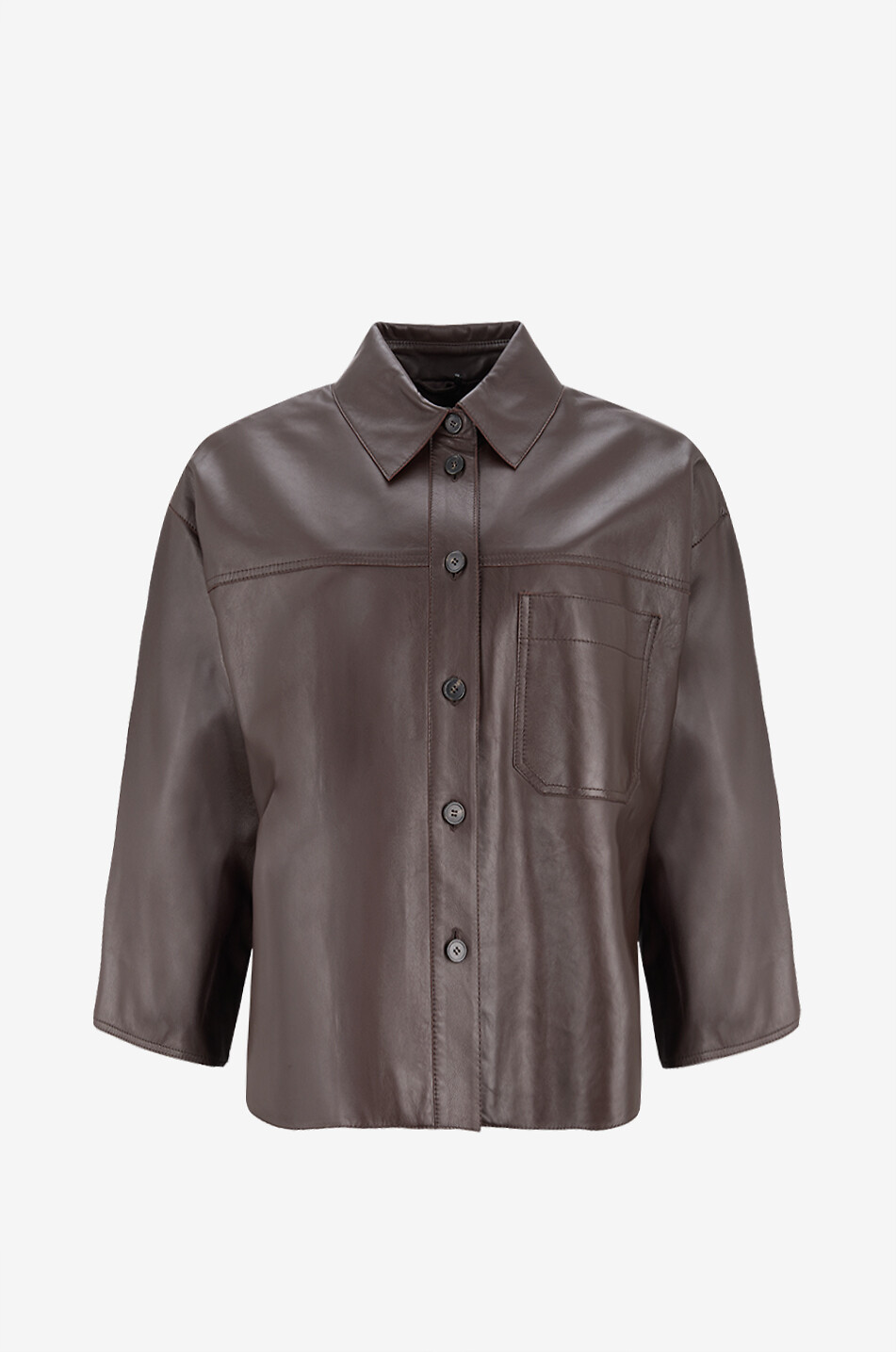 WEEKEND MAX MARA Stecca lambskin leather shirt jacket Women DARK BROWN 1