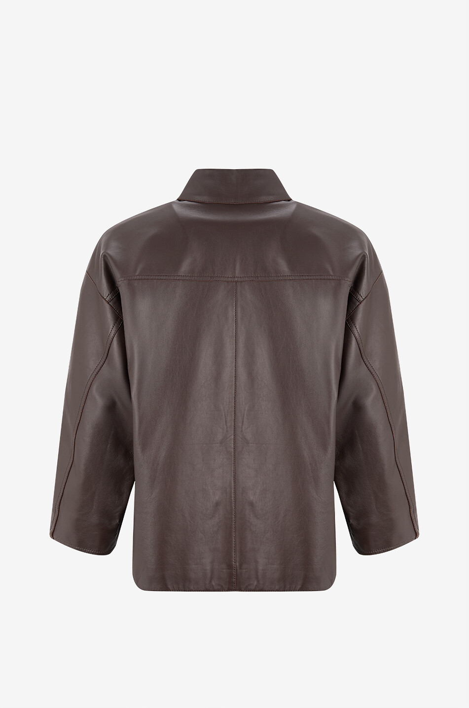 WEEKEND MAX MARA Stecca lambskin leather shirt jacket Women DARK BROWN 2