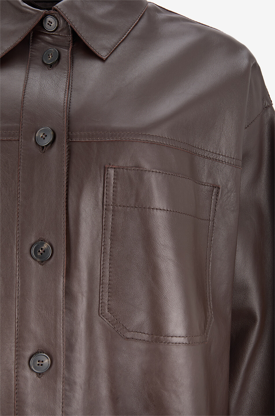 WEEKEND MAX MARA Stecca lambskin leather shirt jacket Women DARK BROWN 3