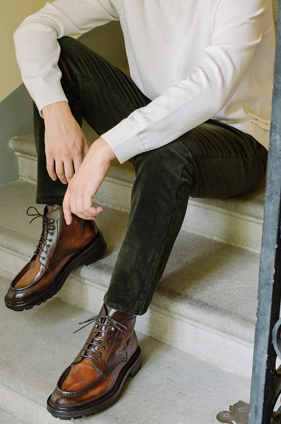 BARRETT Suede lace-up ankle boots Men LIGHT BROWN 3