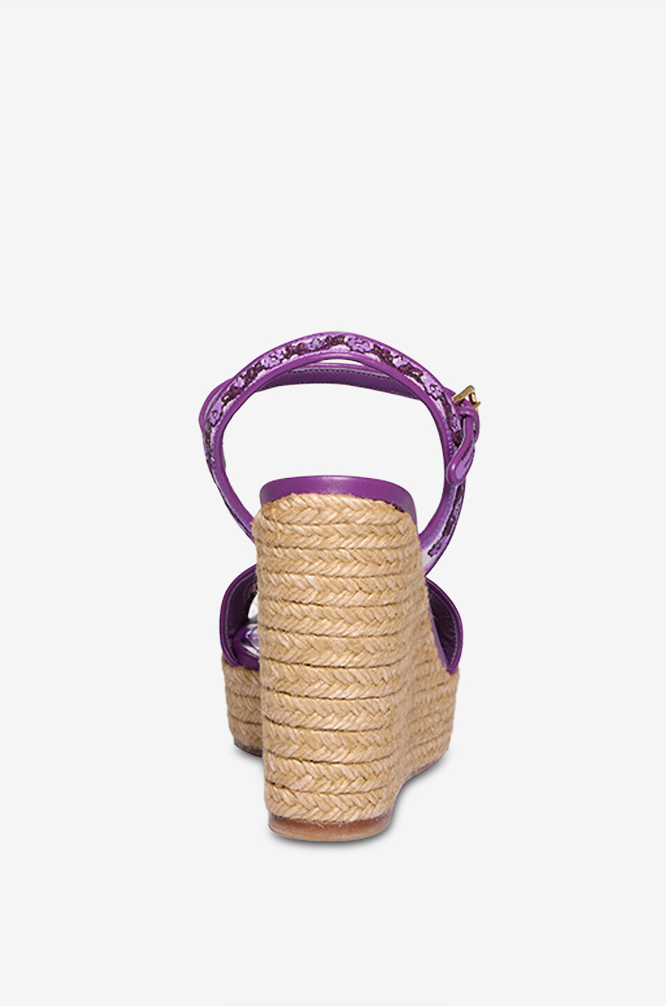 DOLCE & GABBANA Sandales compensées en toile brodée majoliques Lolita 90 Femme VIOLET 4