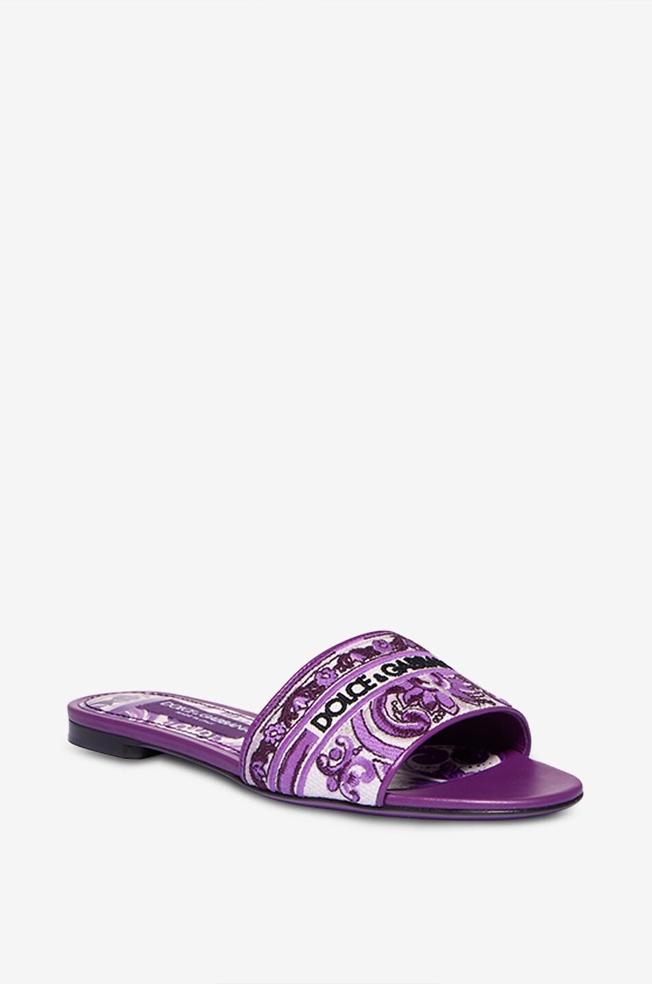 DOLCE & GABBANA Bianca 05 majolica embroidered slides Women PURPLE 1