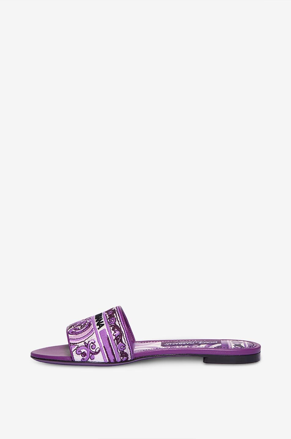 DOLCE & GABBANA Bianca 05 majolica embroidered slides Women PURPLE 3