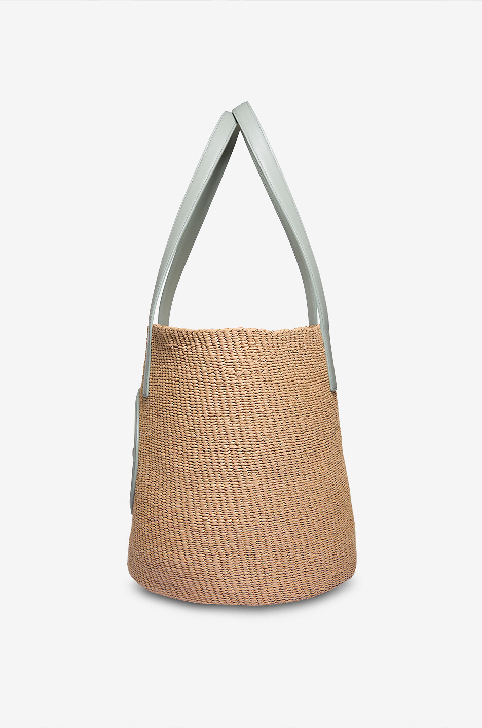 CHLOE Horse Medal Large woven basket with leather details Women LIGHT GREEN 4