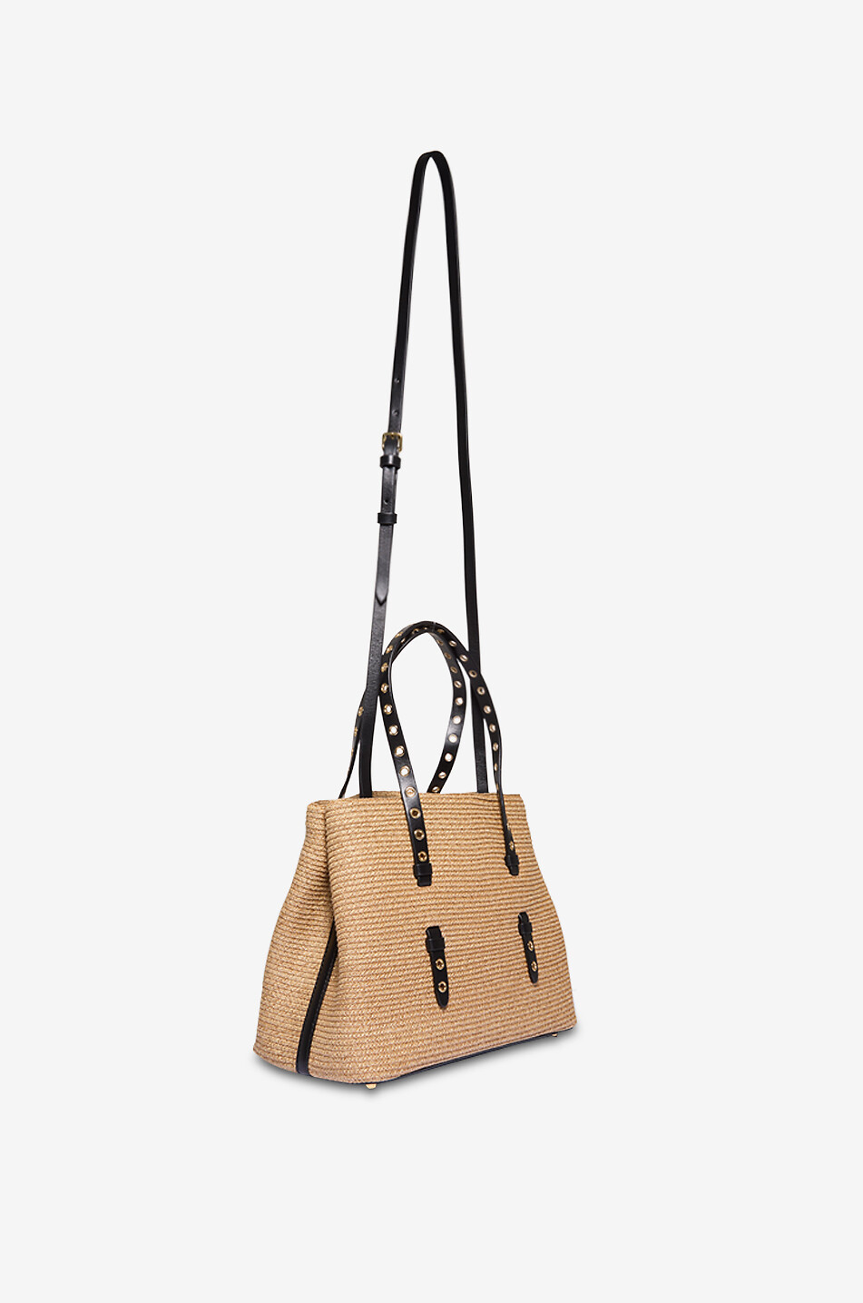 ALAÏA Sac cabas en raphia et cuir à oeillets Mina 25 Femme Beige clair 5