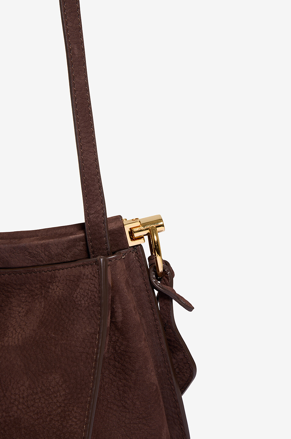 ALAÏA Le Click Small Square nubuck leather shoulder bag Women DARK BROWN 5