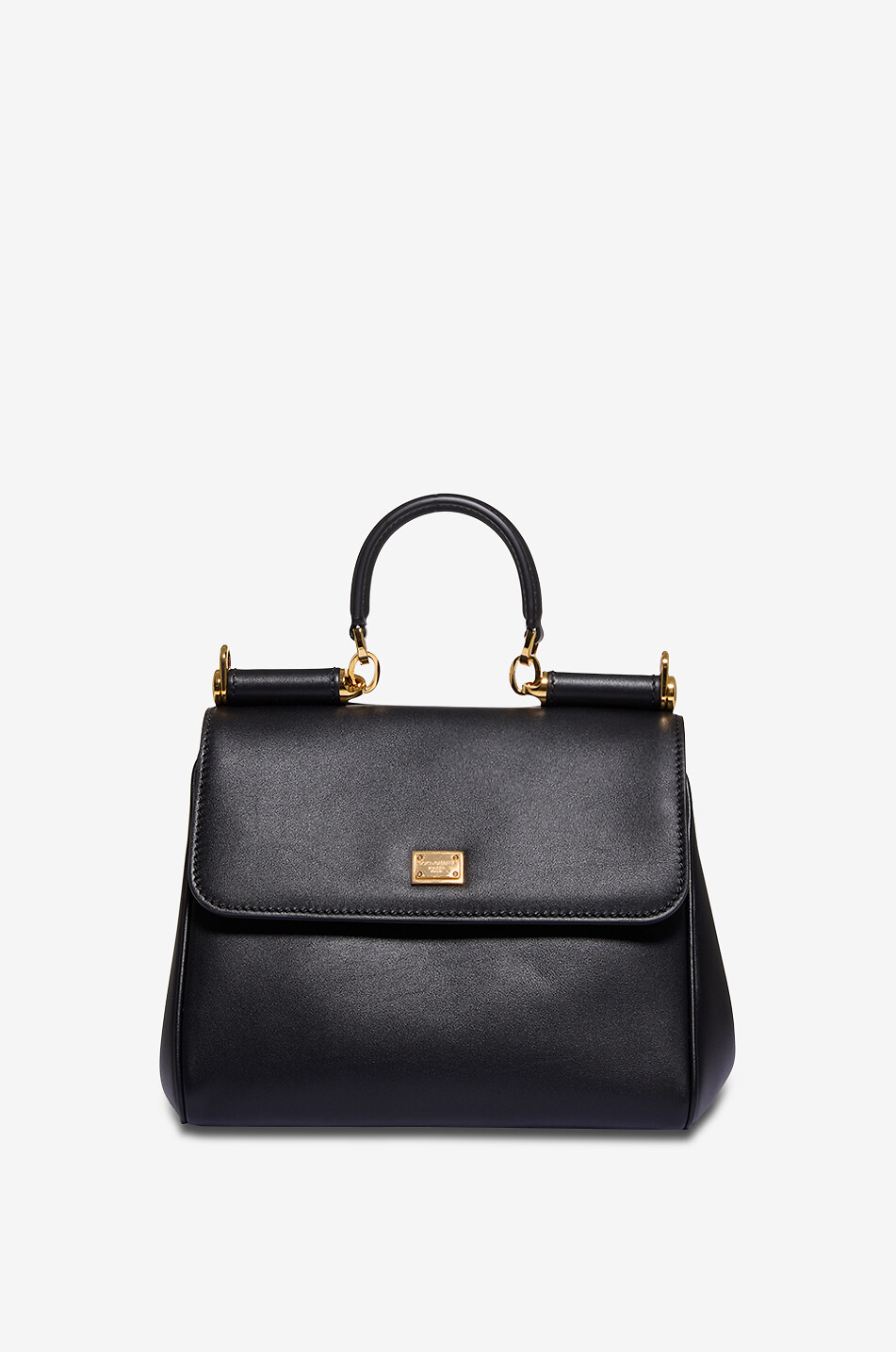 DOLCE & GABBANA Sac à main en cuir de veau plongé Small My Sicily Femme NOIR 1