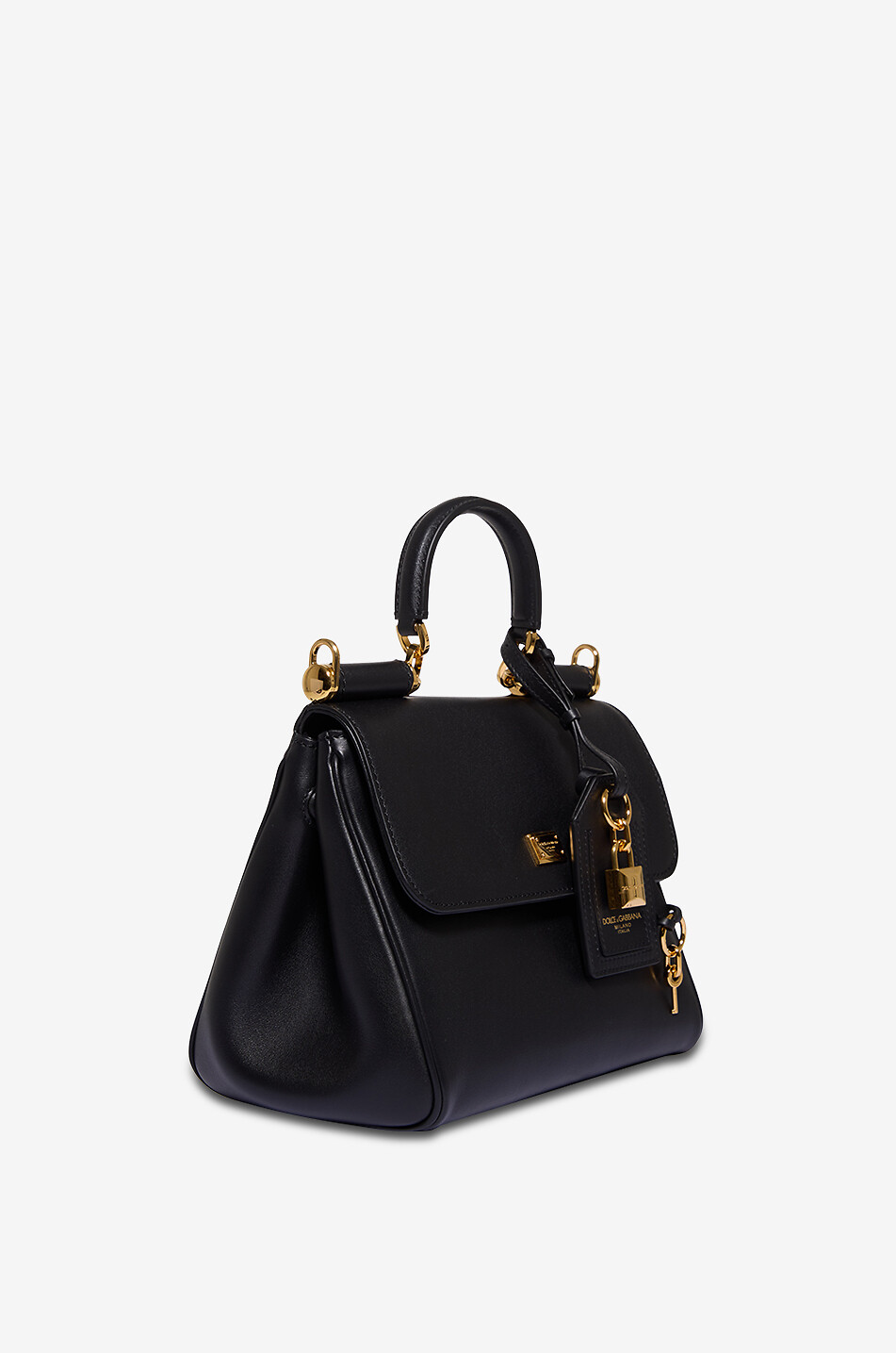 DOLCE & GABBANA Sac à main en cuir de veau plongé Small My Sicily Femme NOIR 2