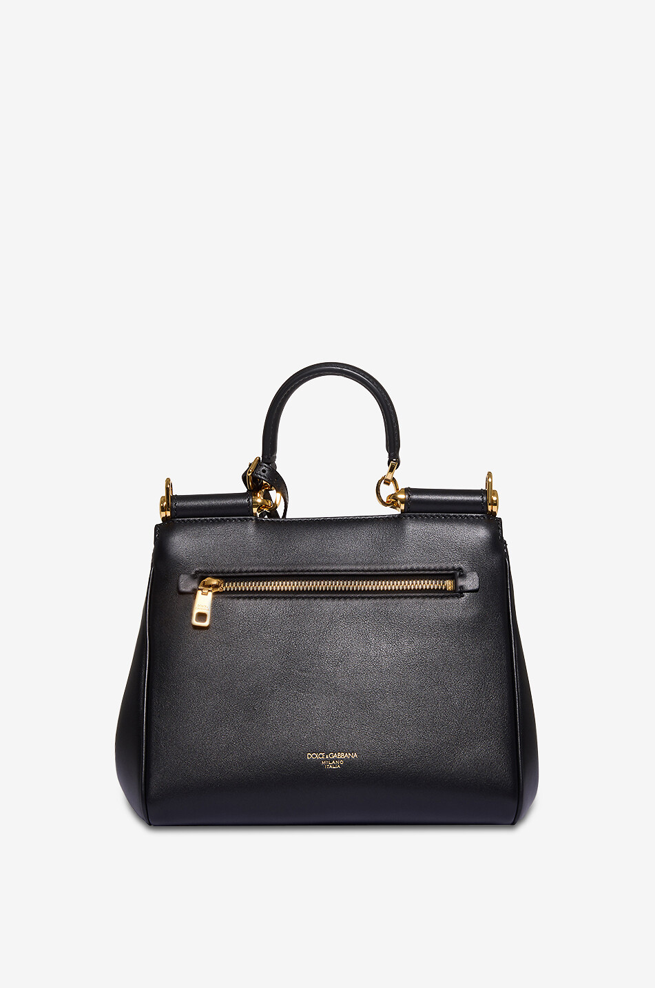 DOLCE & GABBANA Sac à main en cuir de veau plongé Small My Sicily Femme NOIR 3