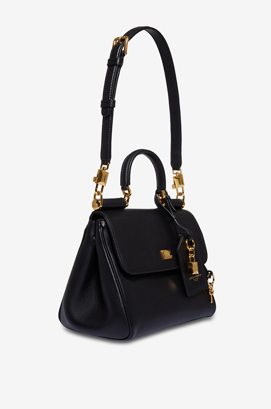 DOLCE & GABBANA Sac à main en cuir de veau plongé Small My Sicily Femme NOIR 5
