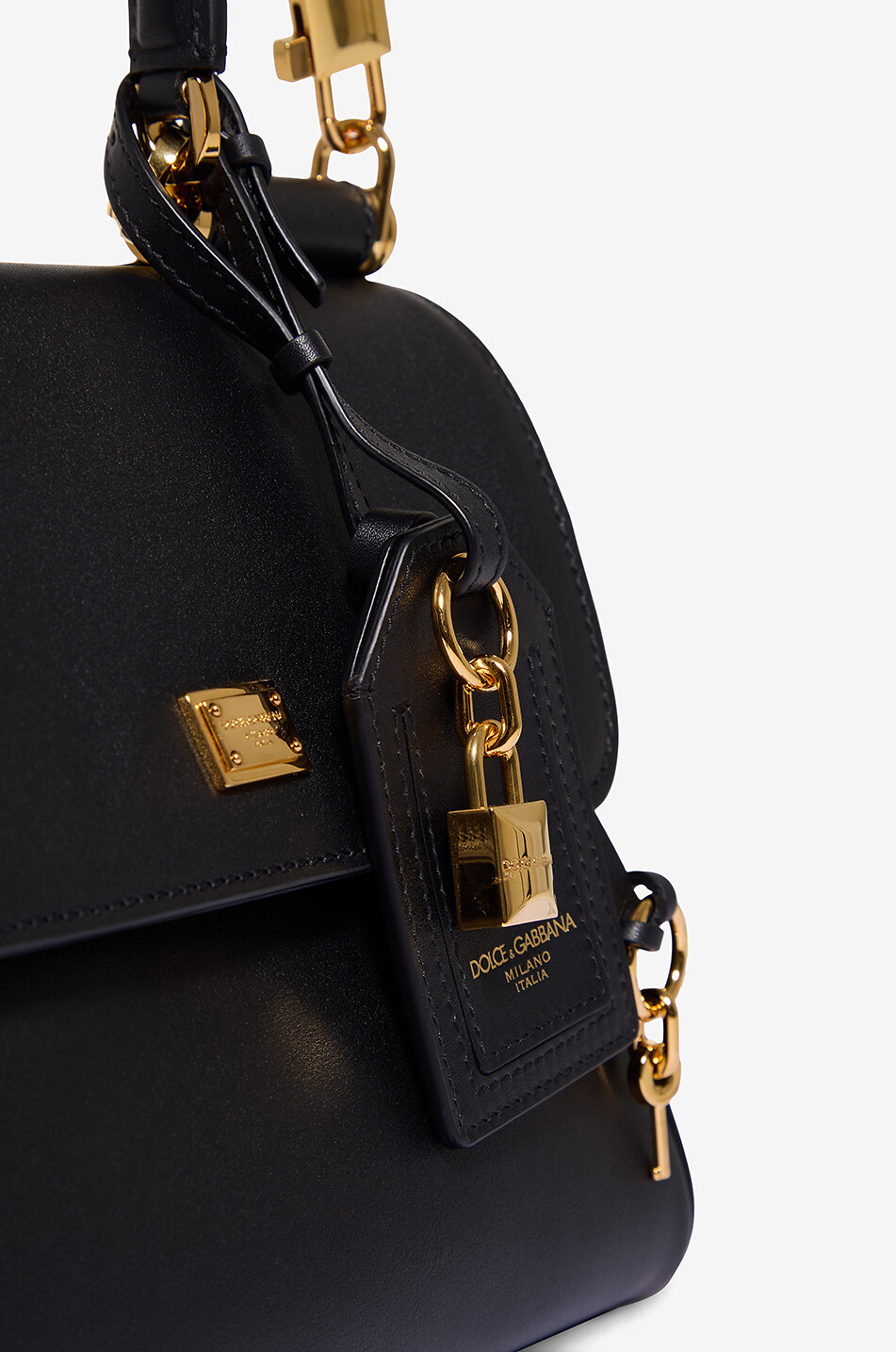 DOLCE & GABBANA Sac à main en cuir de veau plongé Small My Sicily Femme NOIR 6