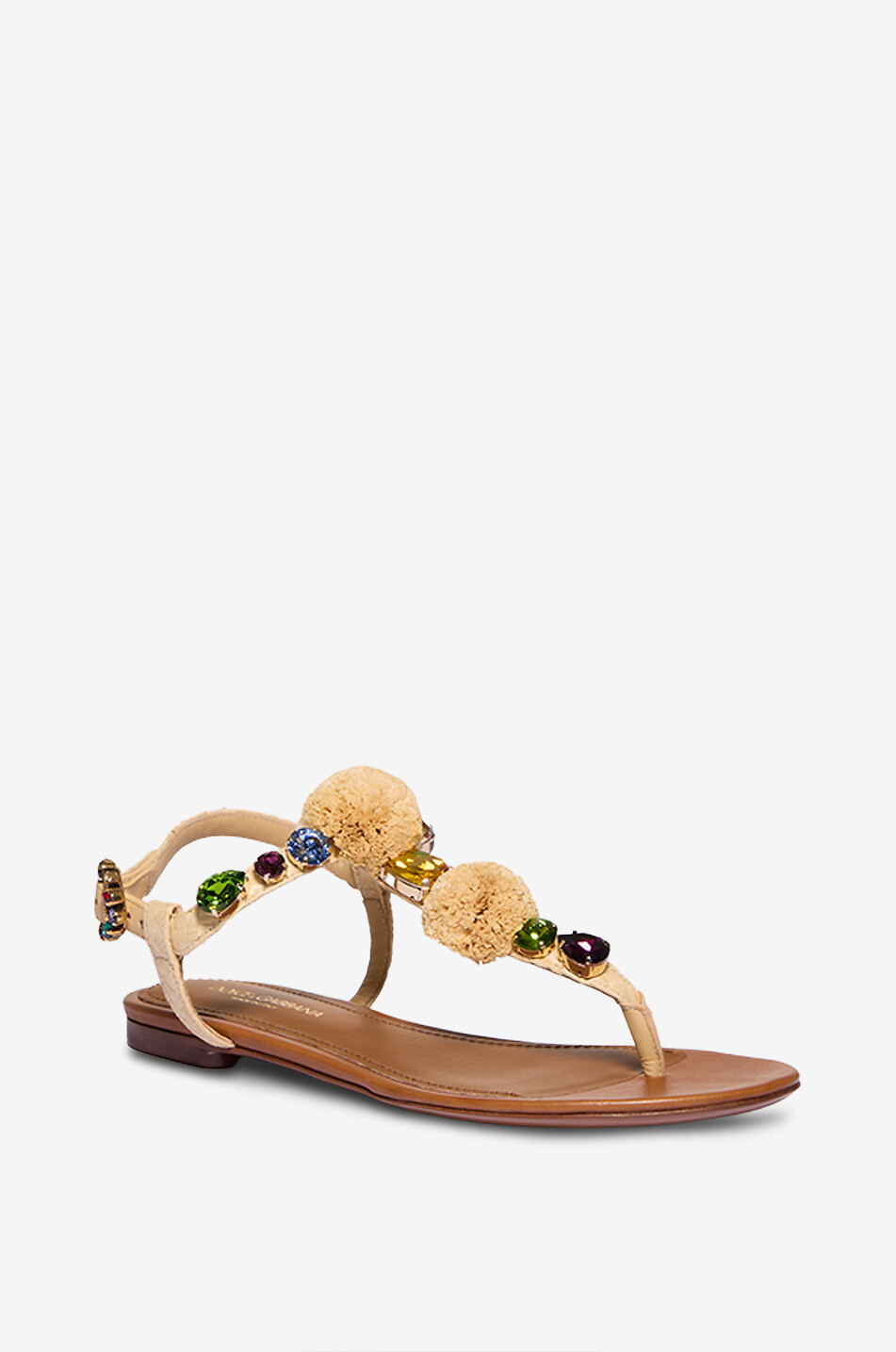 DOLCE & GABBANA Infradito flat toe-strap sandals with crystals Women BEIGE 1