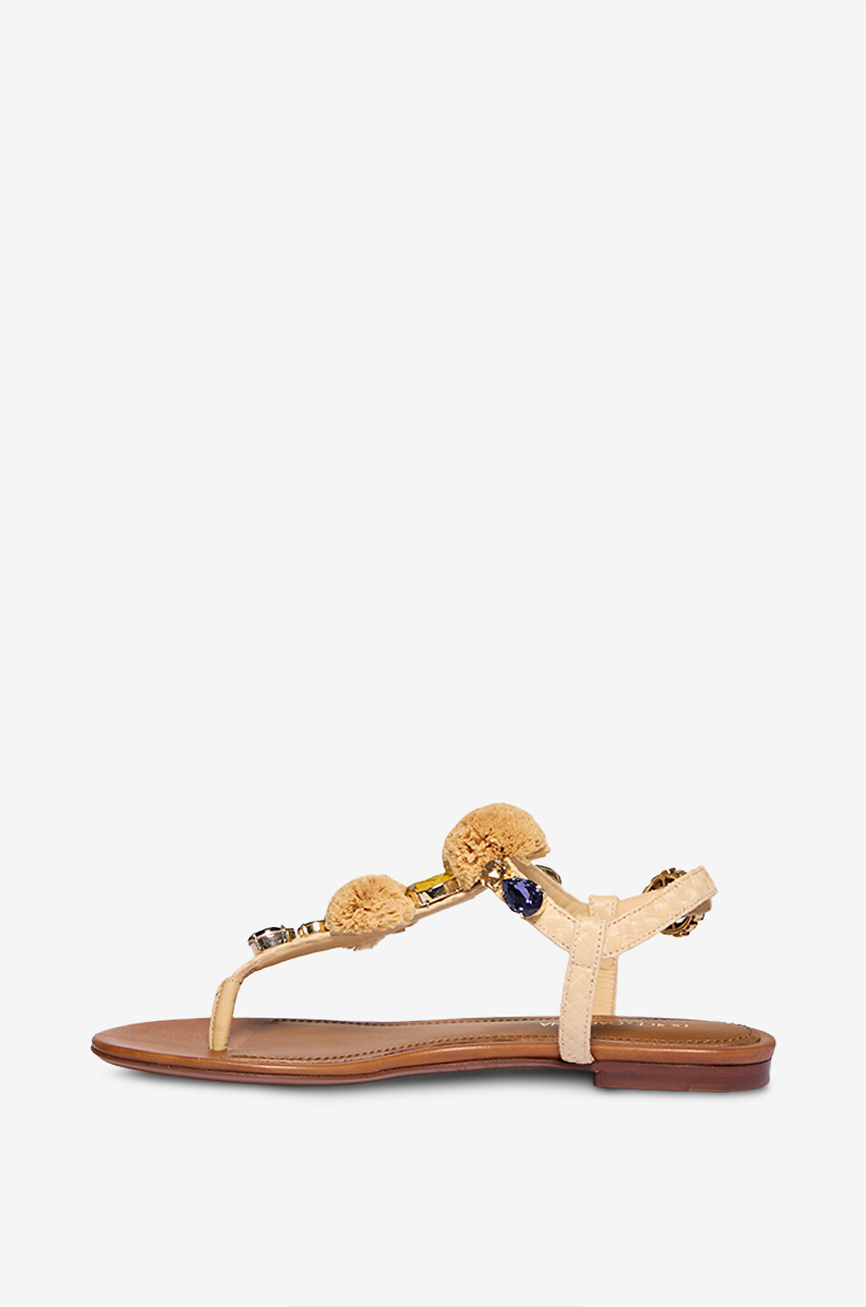 DOLCE & GABBANA Infradito flat toe-strap sandals with crystals Women BEIGE 3