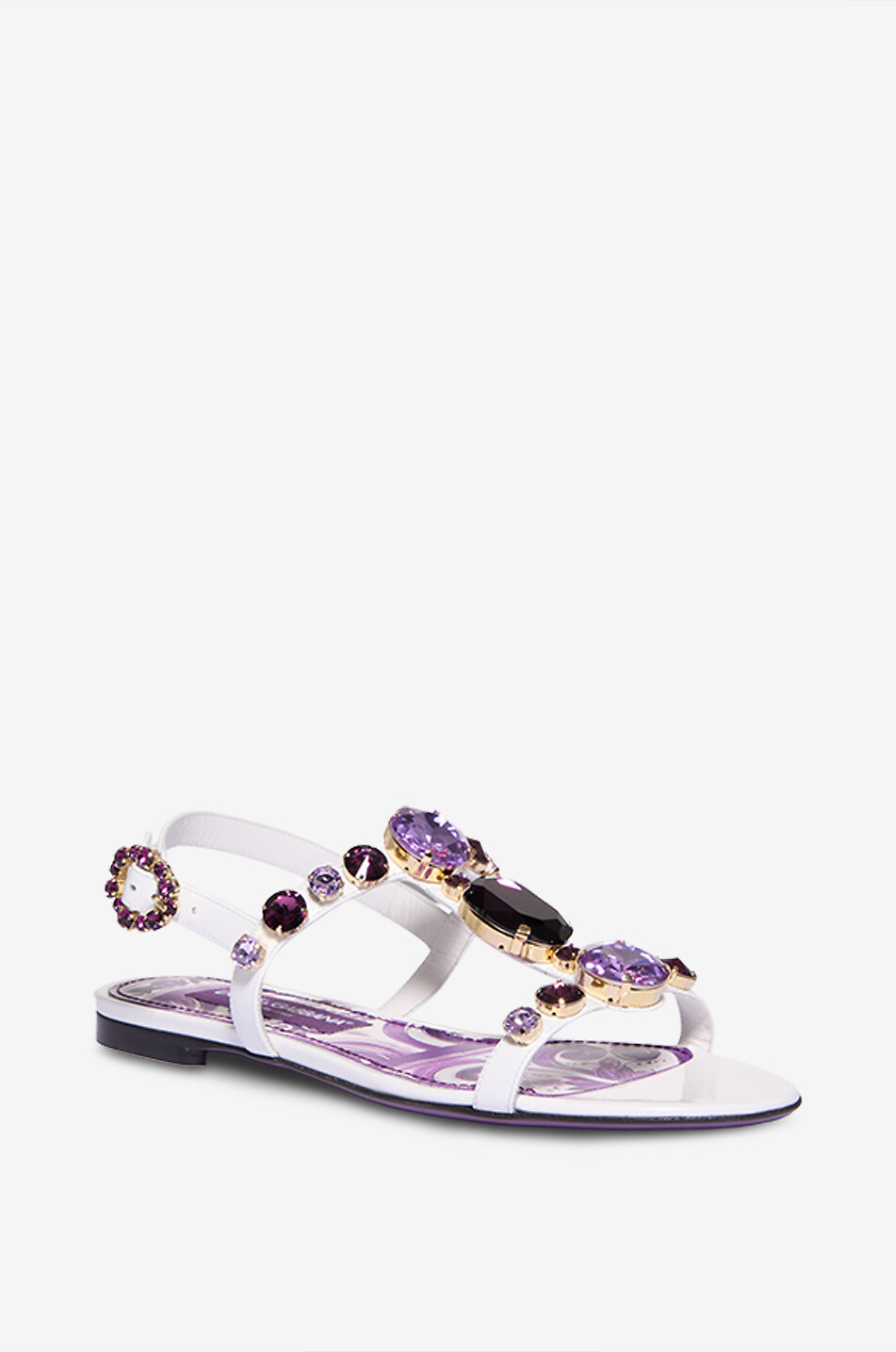 Flache Lackledersandalen mit Kristallen Bianca