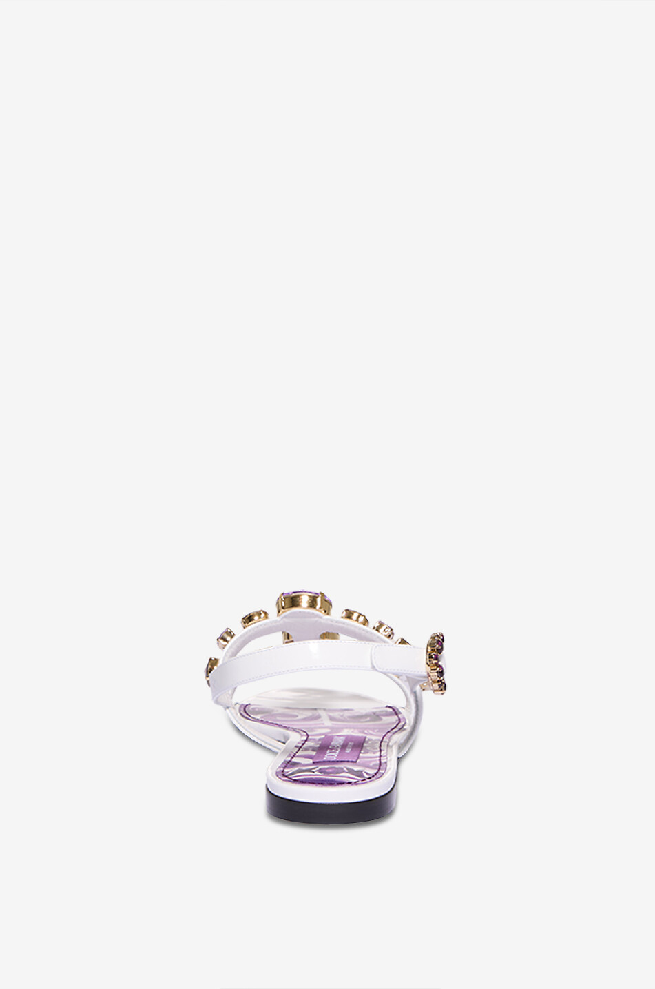 DOLCE & GABBANA Flache Lackledersandalen mit Kristallen Bianca Damen VIOLETT 4