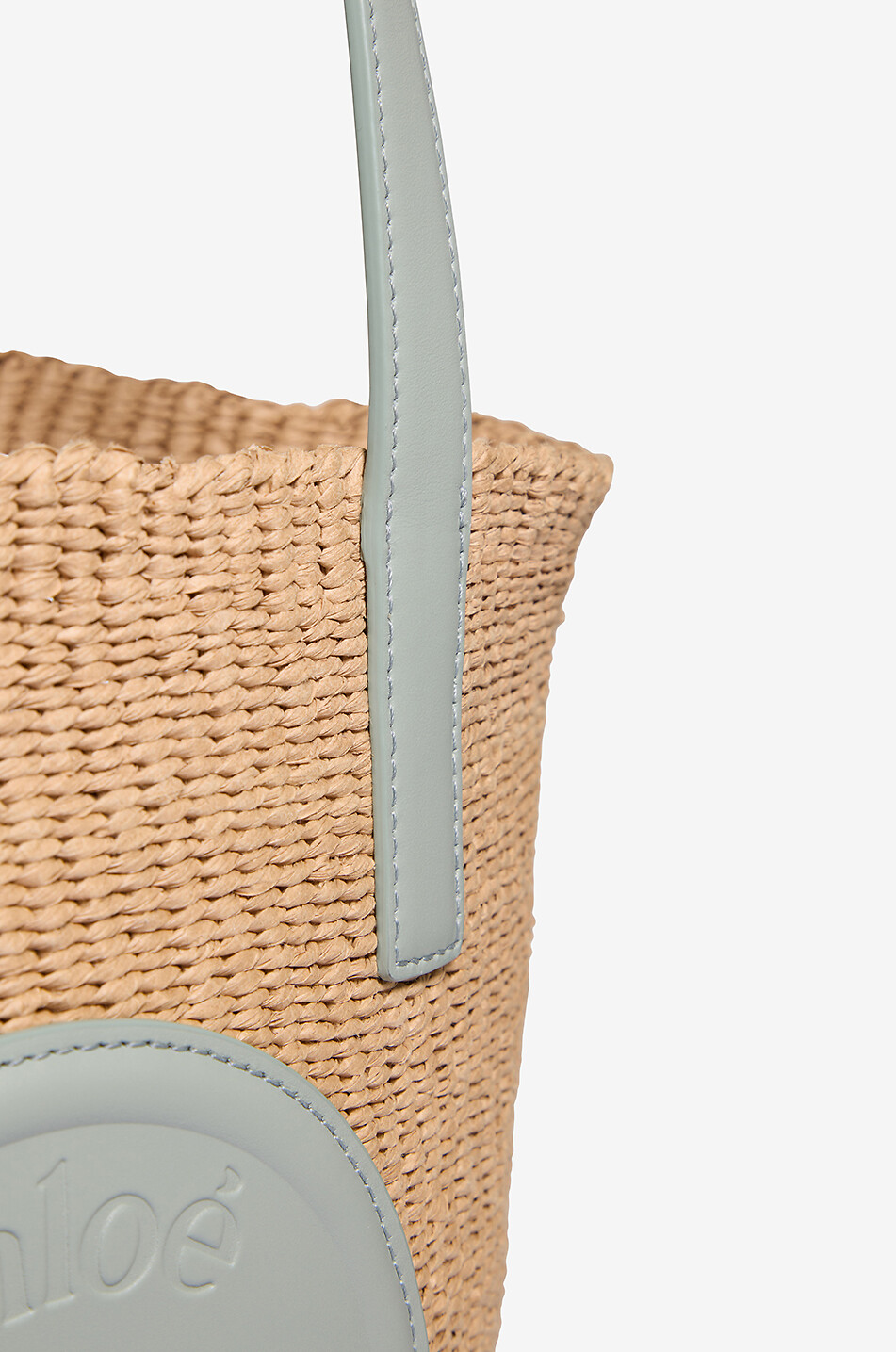 CHLOE Horse Medal Large woven basket with leather details Women LIGHT GREEN 5
