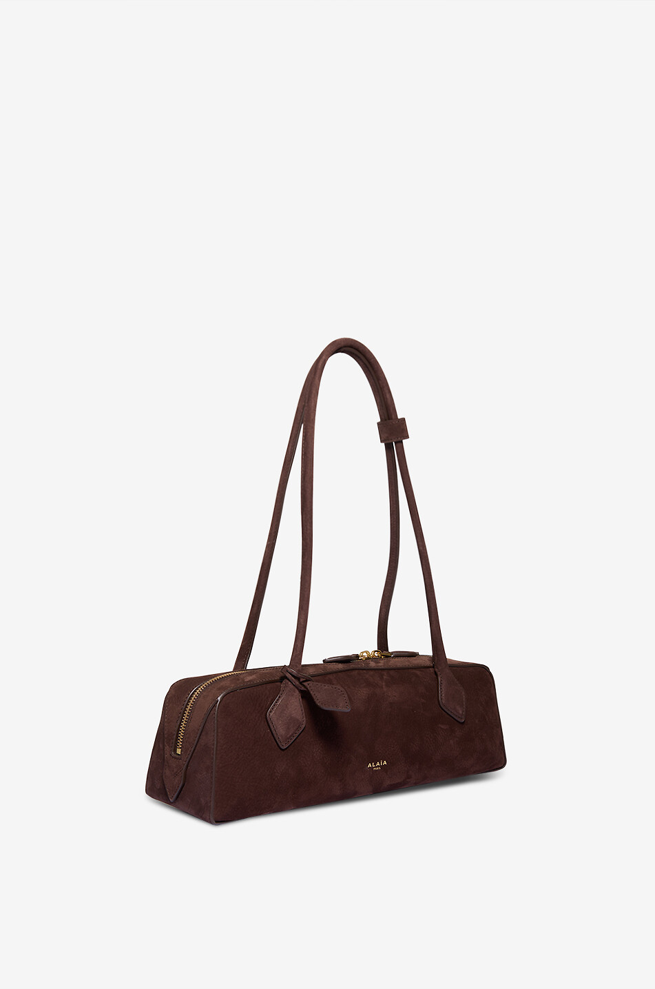 Le Coeur suede and leather shoulder bag - ALAÏA - DARK RED